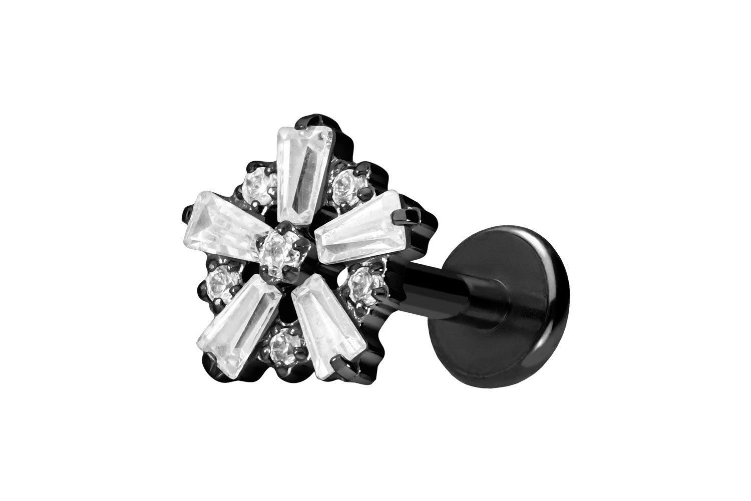 Titan Labret Piercing mit Push Fit SCHNEEFLOCKE